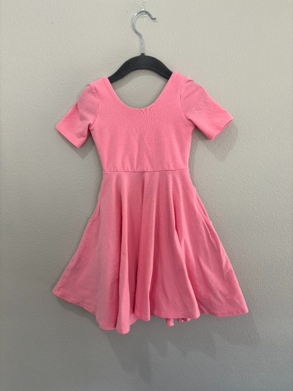Remie Girl light pink short sleeve dress with 2 side pockets